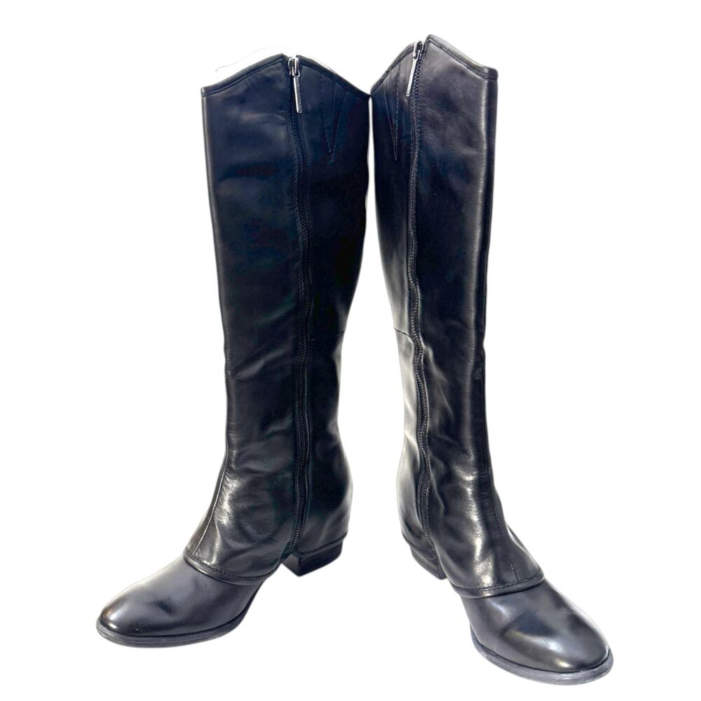 Donald J Pliner Devi3 Black Leather Tall Riding Boots Size 9